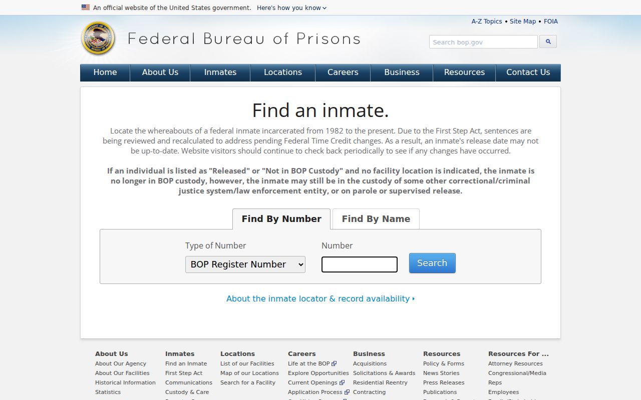 Richmond County federal criminal history Bureau of Prisons locator