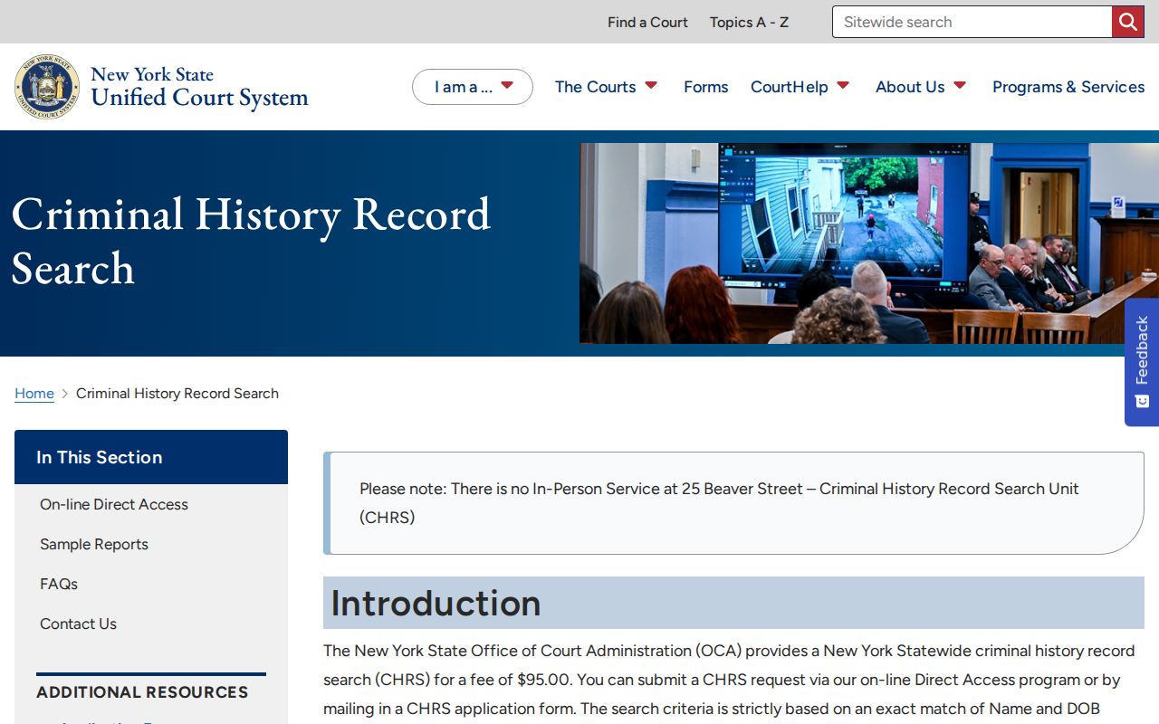 Richmond County criminal history CHRS search instructions