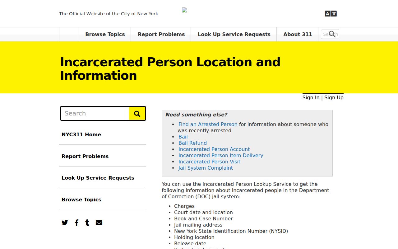 NYC311 Richmond County arrest and RI docket lookup information