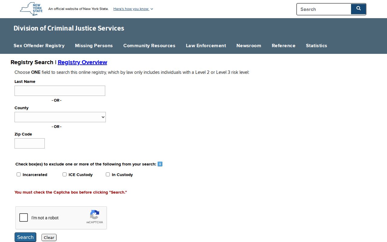 Richmond County sex offender lookup search form